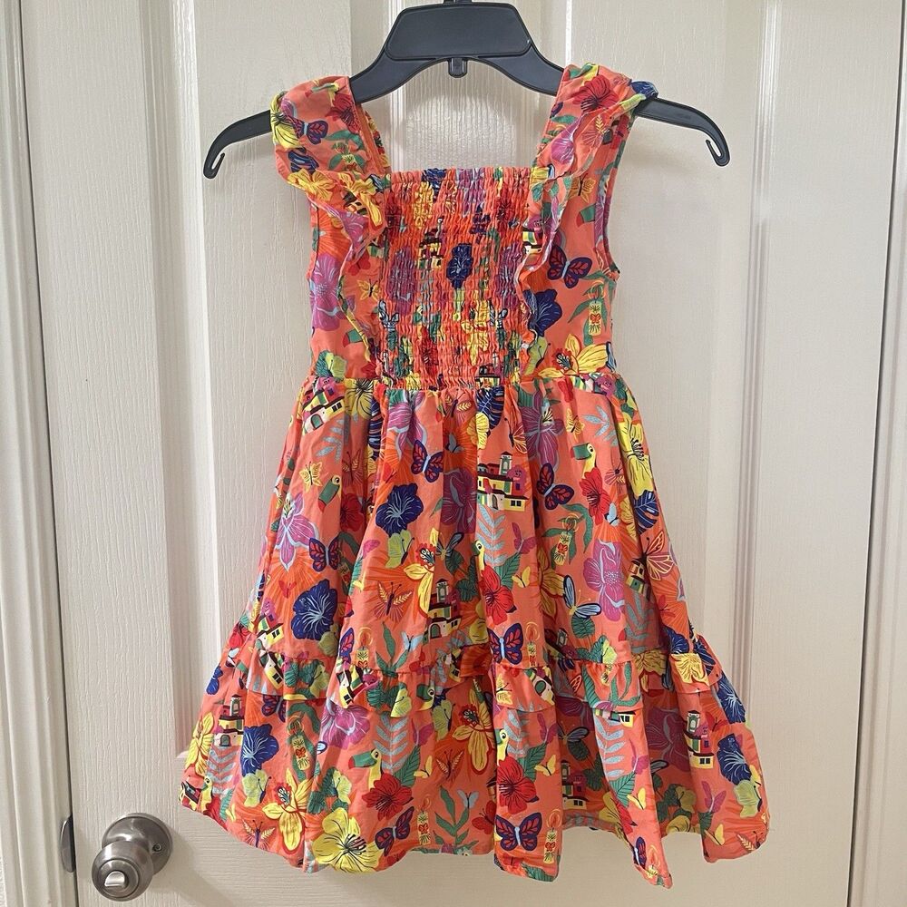 Disney Parks Encanto Floral Smocked Ruffle Dress Casa Madrigal Girls Size 5/6